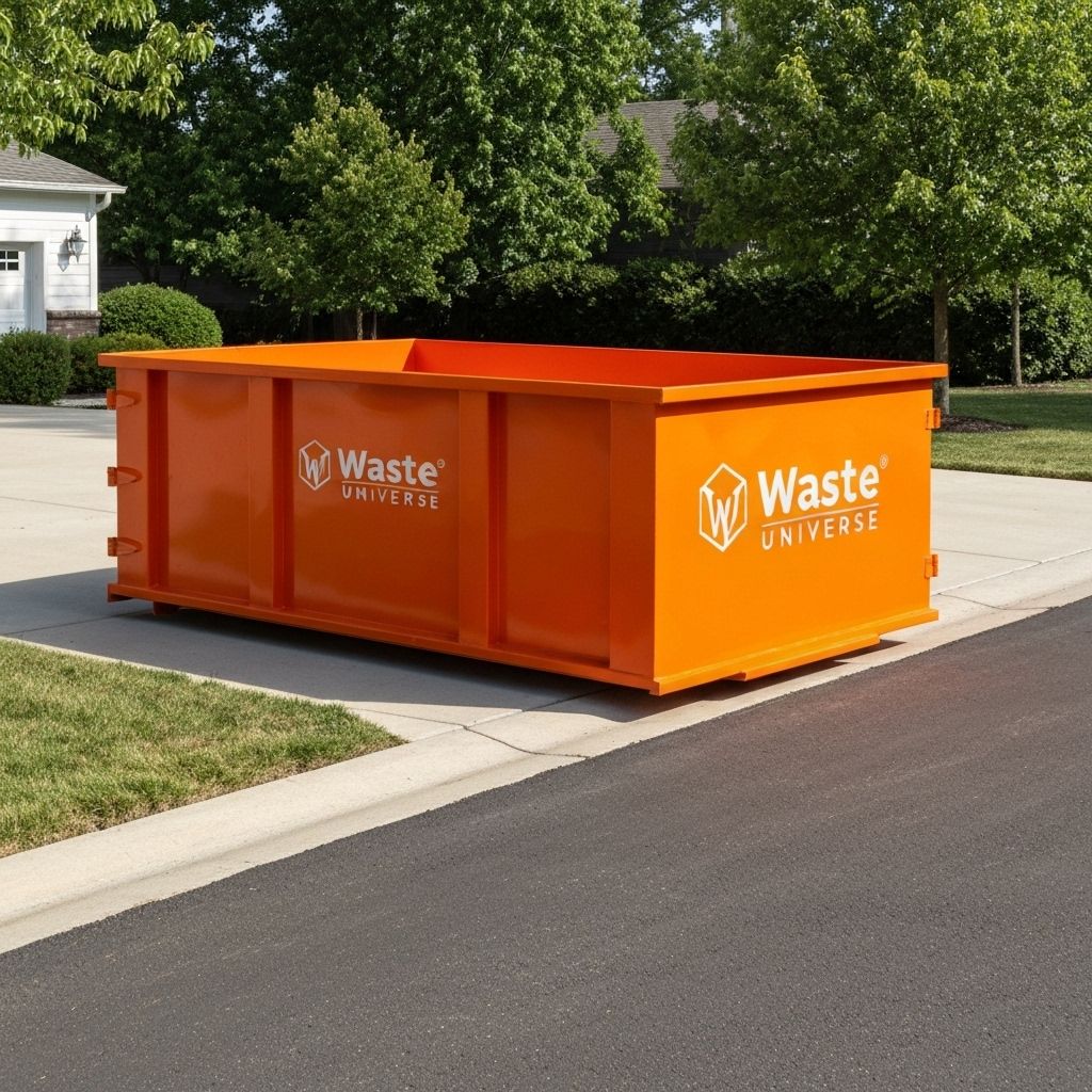 Orange dumpster rental from Waste Universe